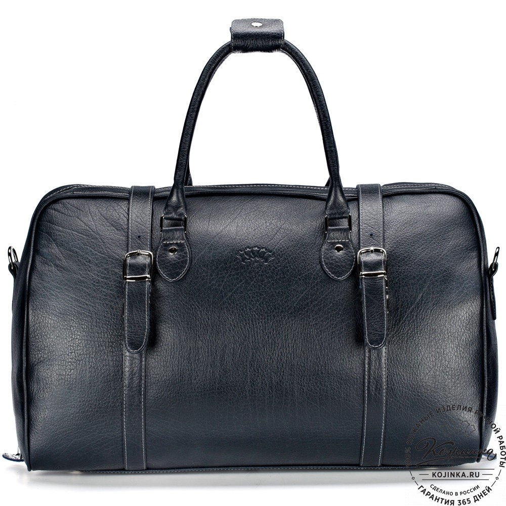 Кожаная дорожная сумка "Филипп" (синяя)