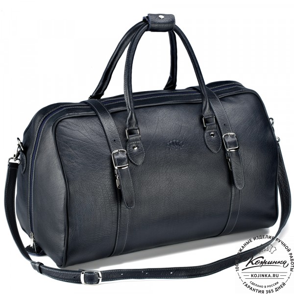 Кожаная дорожная сумка "Филипп" (синяя). фото 1