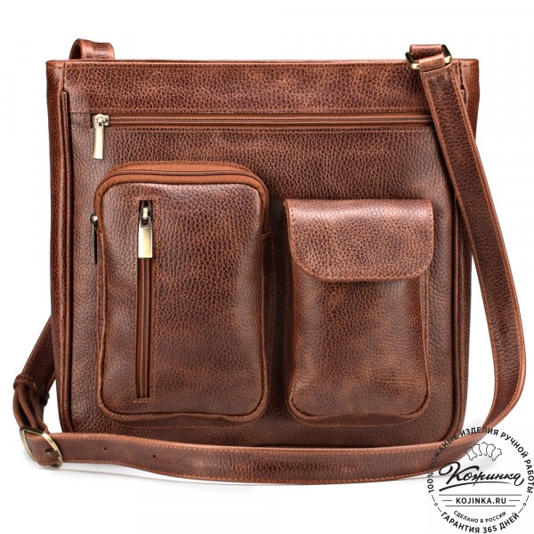 Кожаная сумка "Боб" (светло-коричневая). фото 1