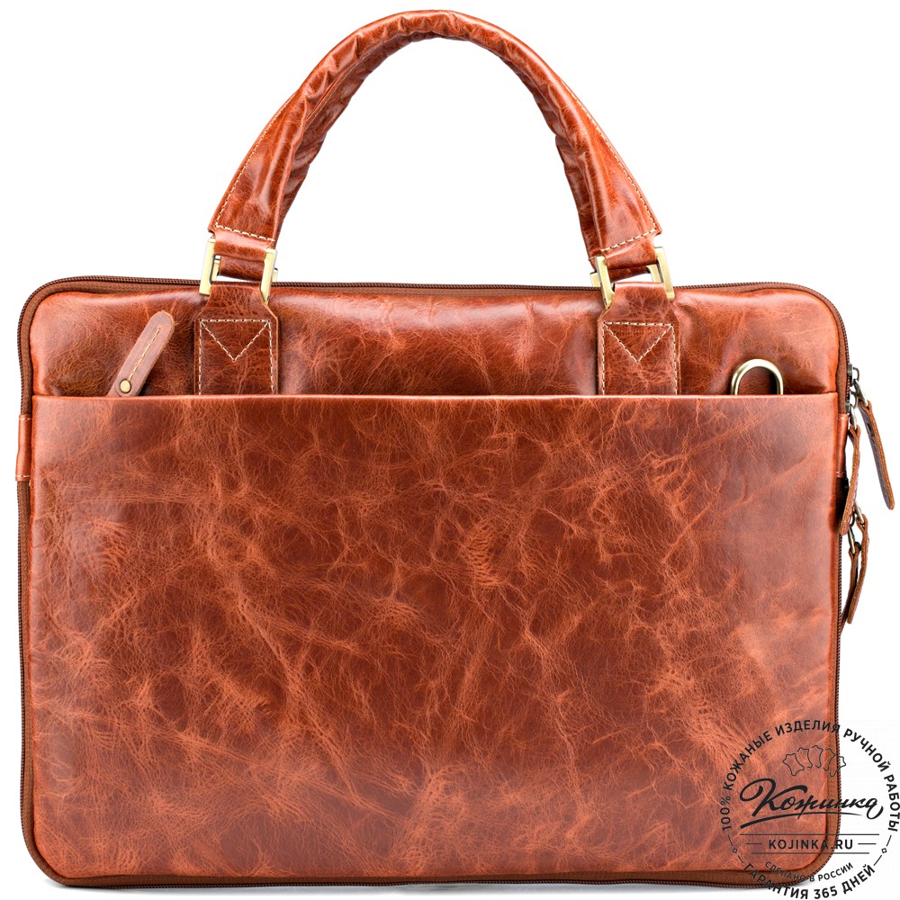 Кожаная деловая сумка "Ральф" (рыжий антик) 