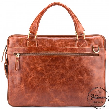 Кожаная деловая сумка "Ральф" (рыжий антик) 