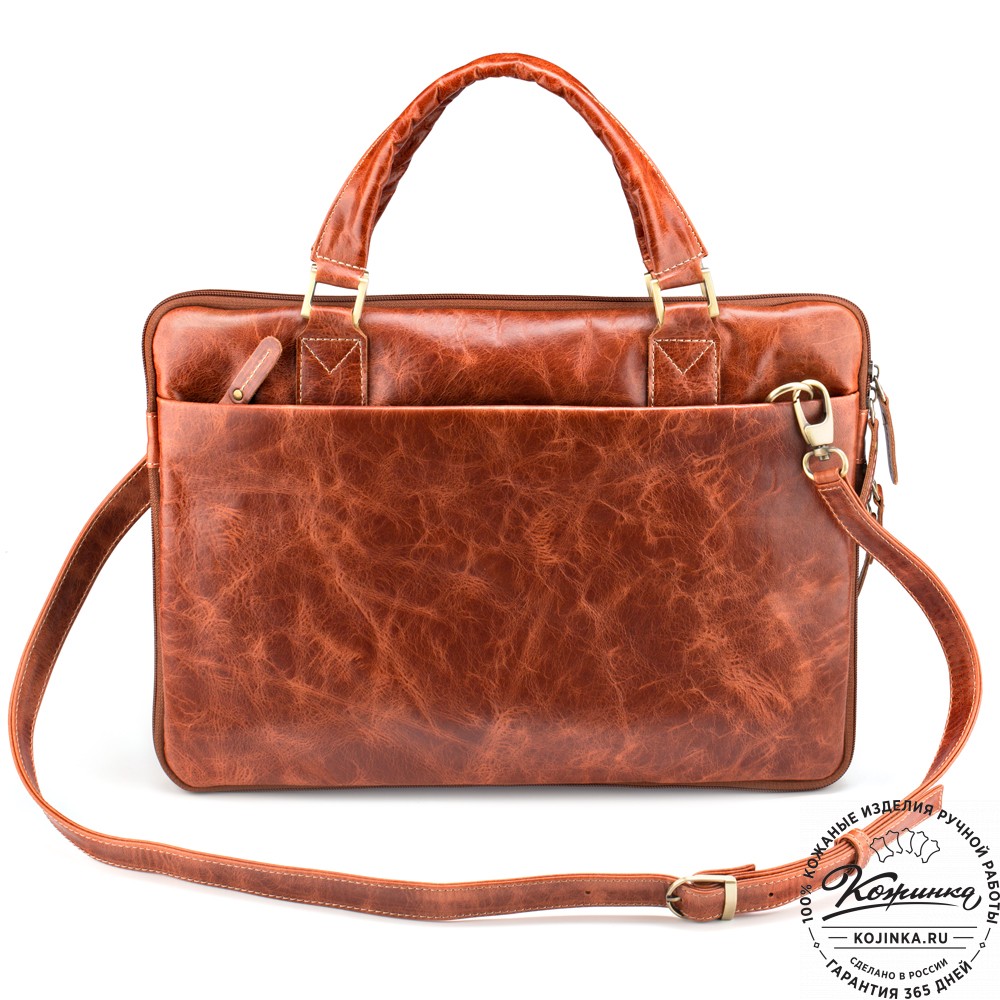 Кожаная деловая сумка "Ральф" (рыжий антик) 