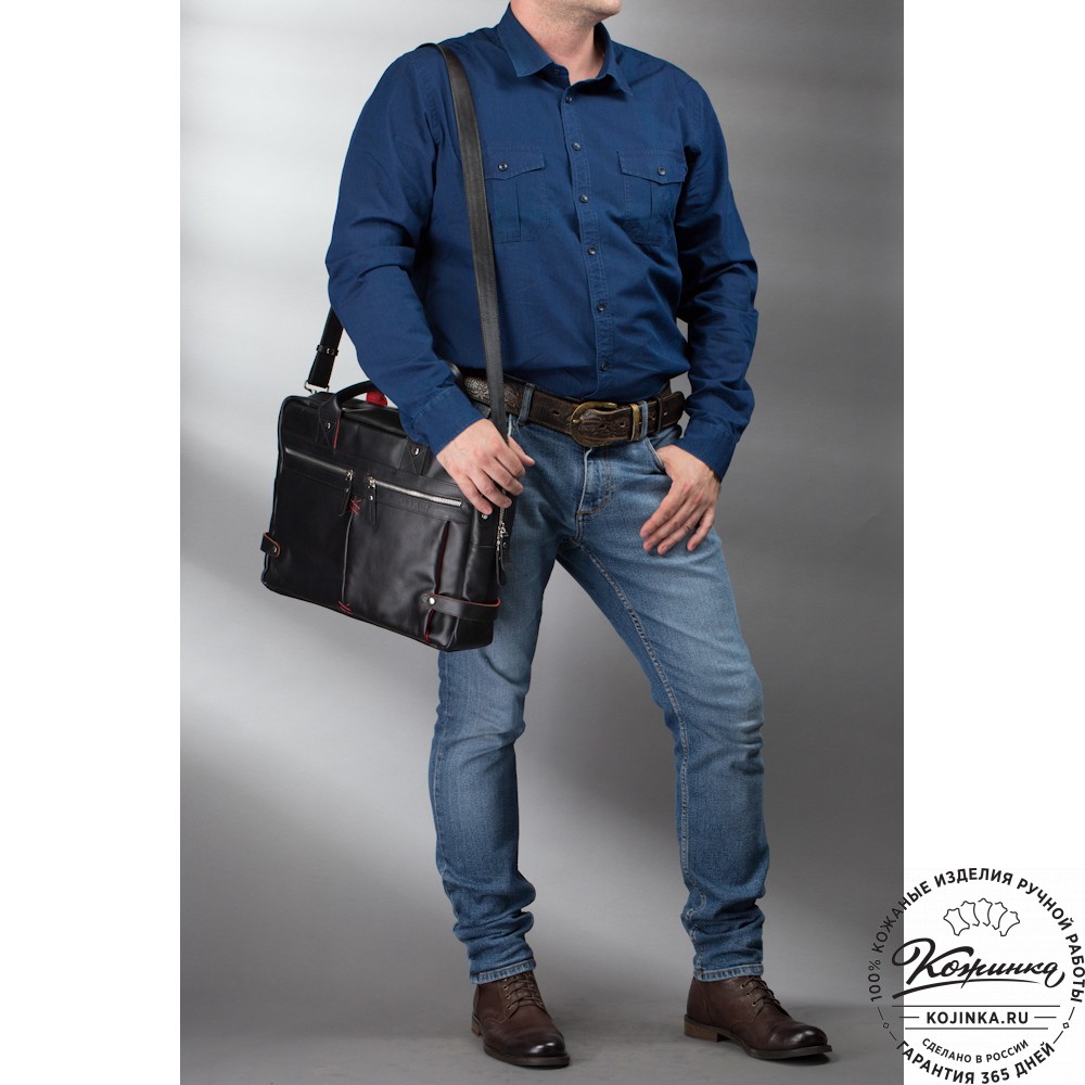 Кожаная деловая сумка "Роджер" (коричневая) 