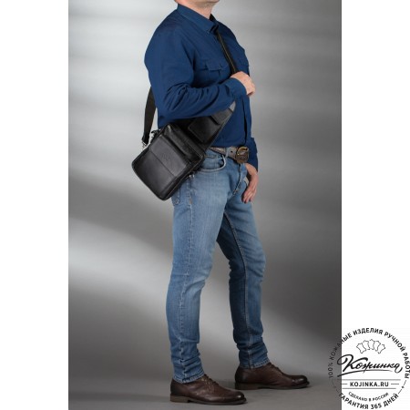 Кожаная нагрудная сумка "Стивен" (тёмно-коричневая)