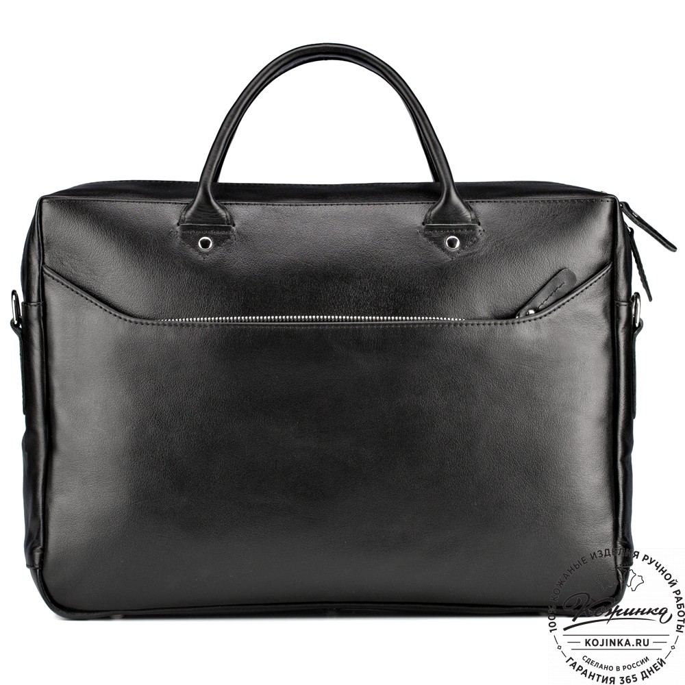 Кожаная деловая сумка "Спайк" (чёрная) 