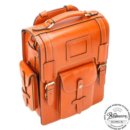 Кожаный ранец-портфель "Джон" (оранжевый)