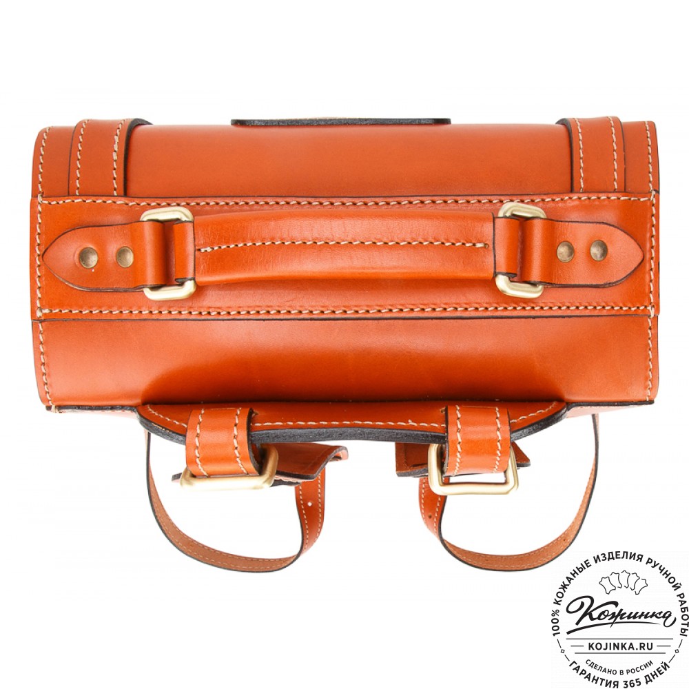 Кожаный ранец-портфель "Джон" (оранжевый)