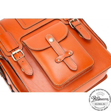 Кожаный ранец-портфель "Джон" (оранжевый)