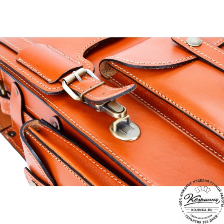 Кожаный ранец-портфель "Джон" (оранжевый)