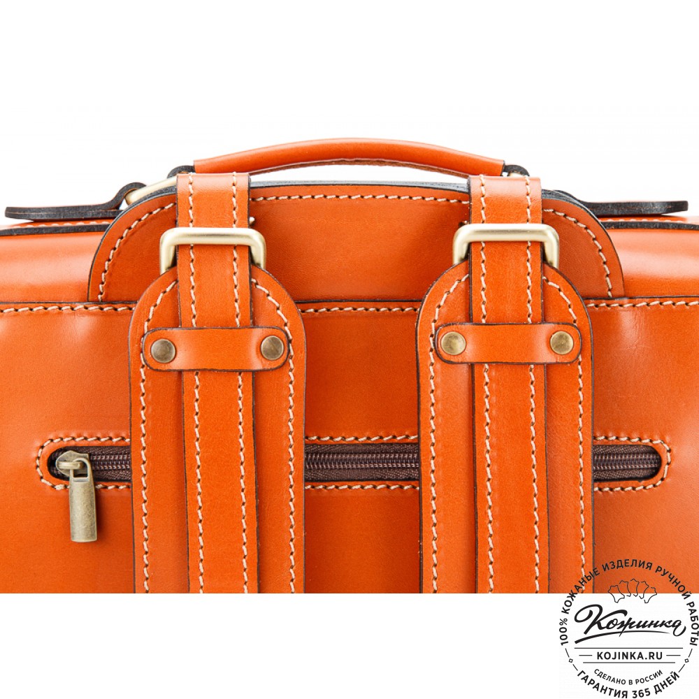 Кожаный ранец-портфель "Джон" (оранжевый)