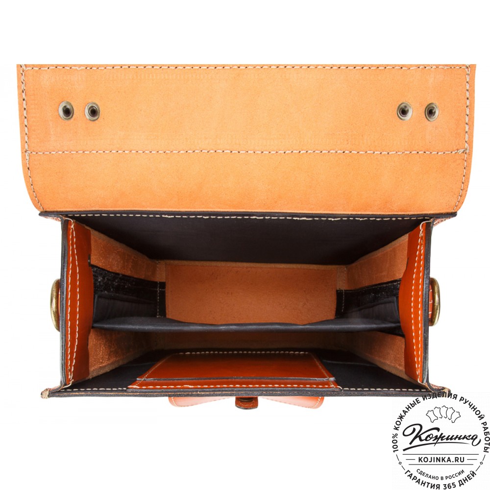 Кожаный ранец-портфель "Джон" (оранжевый)