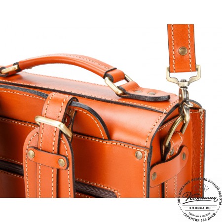 Кожаный ранец-портфель "Джон" (оранжевый)
