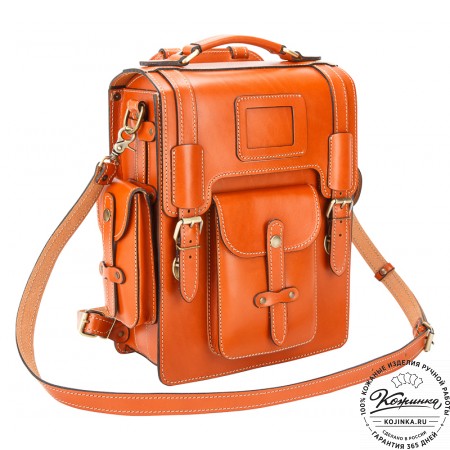 Кожаный ранец-портфель "Джон" (оранжевый)