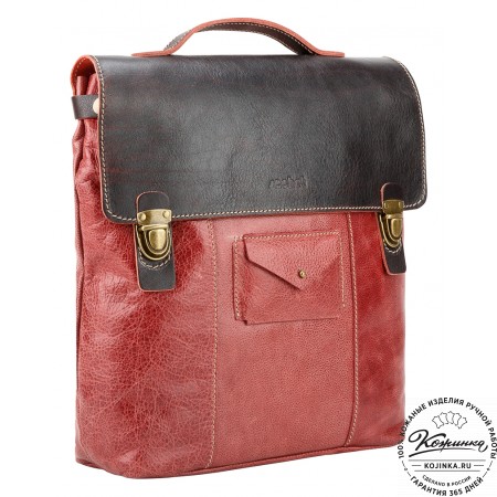 Кожаный рюкзак "Школьник" (брусничный)