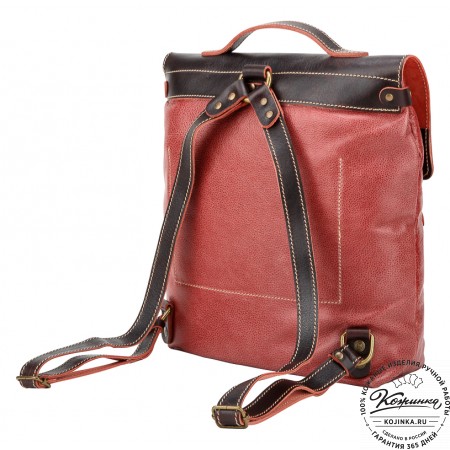 Кожаный рюкзак "Школьник" (брусничный)