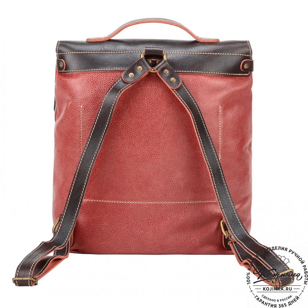 Кожаный рюкзак "Школьник" (брусничный)