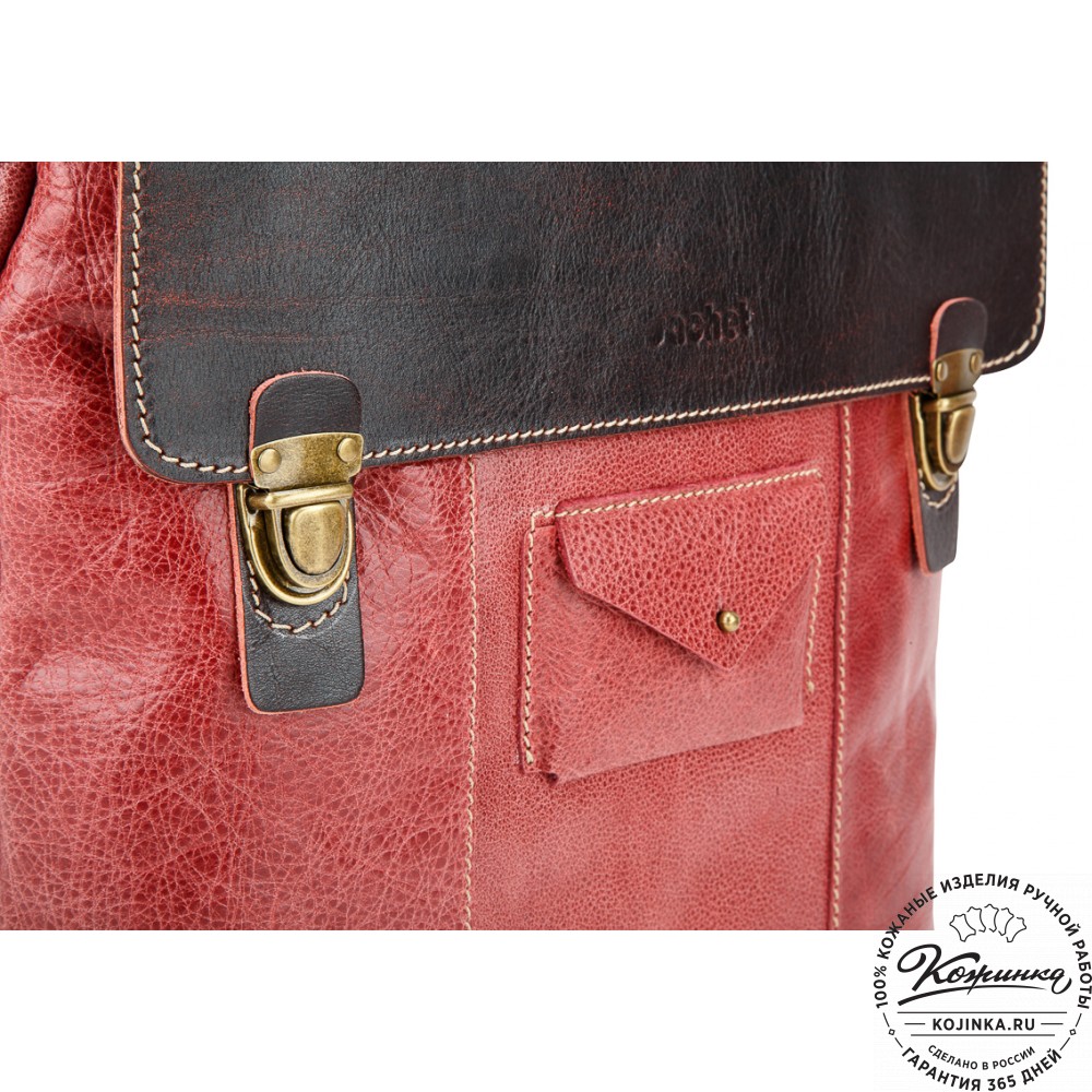 Кожаный рюкзак "Школьник" (брусничный)