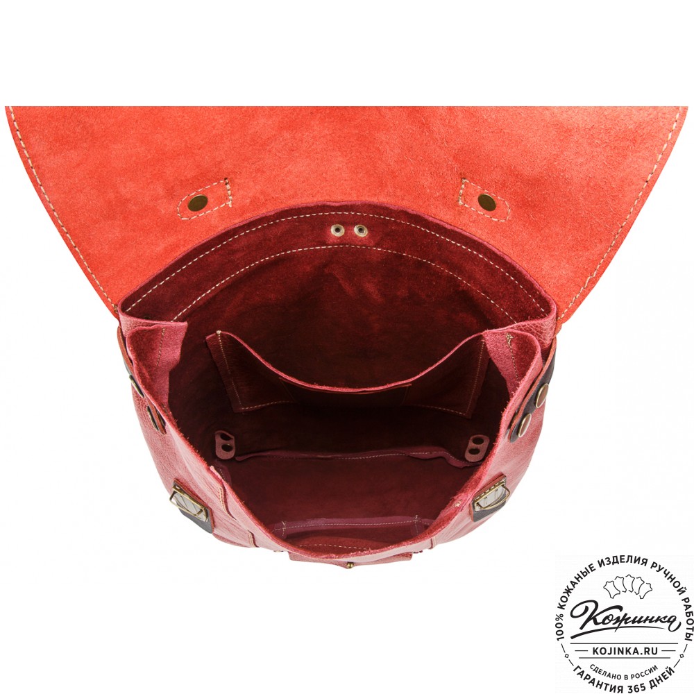 Кожаный рюкзак "Школьник" (брусничный)