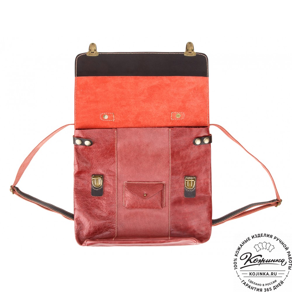 Кожаный рюкзак "Школьник" (брусничный)