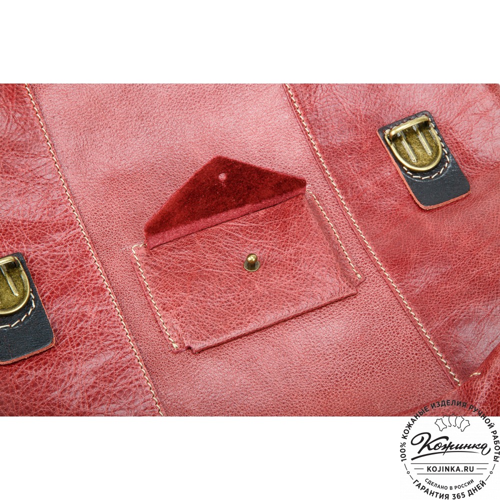 Кожаный рюкзак "Школьник" (брусничный)