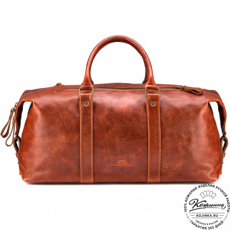 Кожаная дорожно-спортивная сумка Англия (рыжий антик)