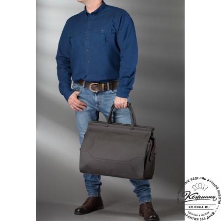 Кожаный дорожный саквояж "Гарри" (синий антик)