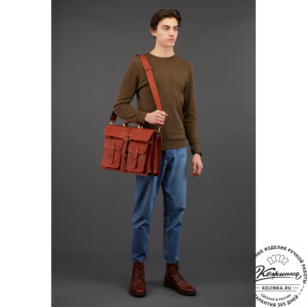 Кожаный портфель "Мирон" (рыжий)