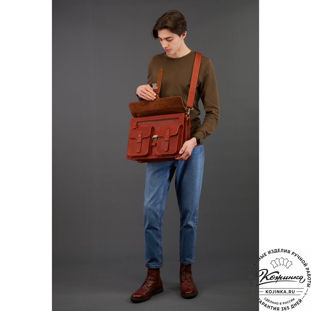 Кожаный портфель "Мирон" (рыжий)