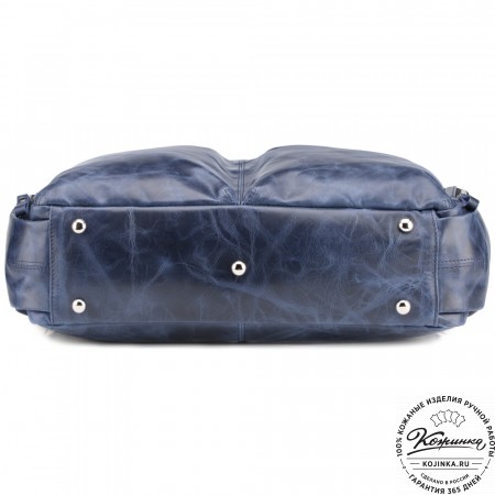 Кожаная деловая сумка для командировок "Бастилия" (синий антик)
