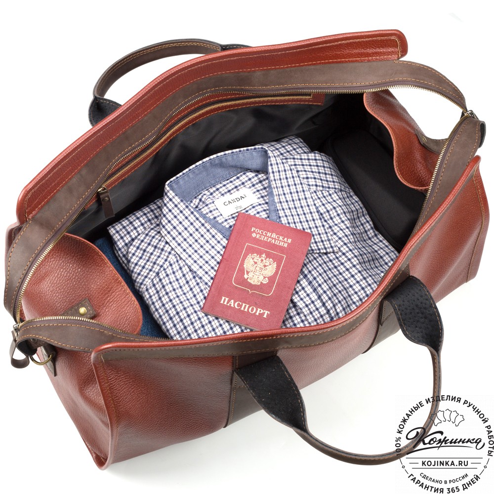 Кожаная дорожная сумка "Чарли" (рыжая)