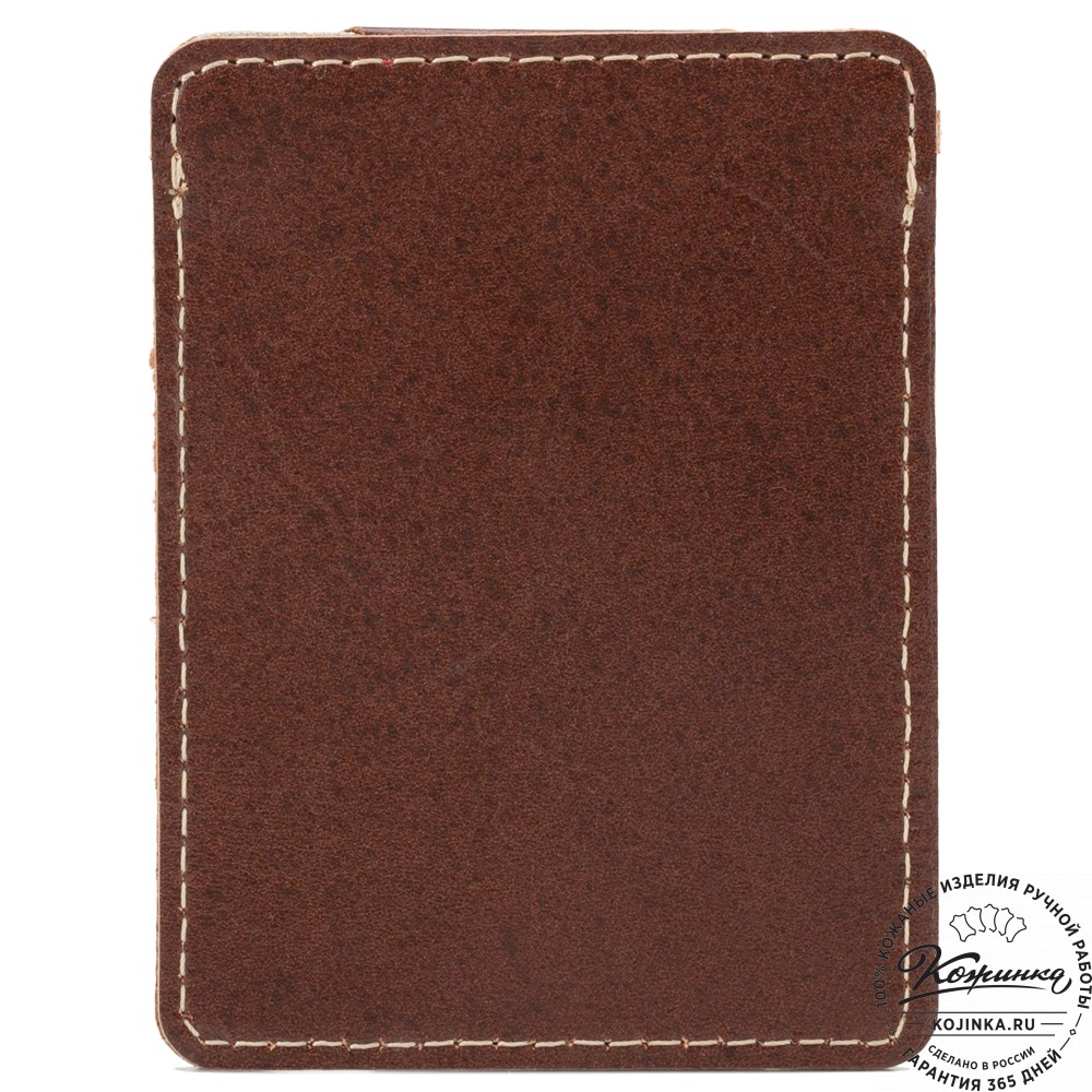 Кожаный картхолдер "Мексика" с кармашком для карт Stop RFid (коричневый)