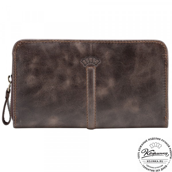 Кожаный клатч "Картер New" (тёмно-коричневый антик) . фото 1