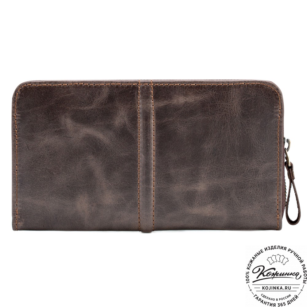 Кожаный клатч "Картер New" (тёмно-коричневый антик) 