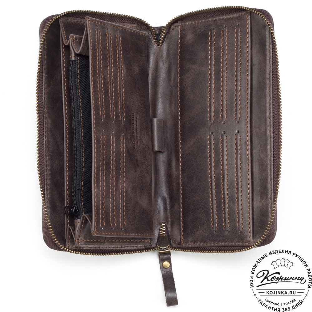 Кожаный клатч "Картер New" (тёмно-коричневый антик) 