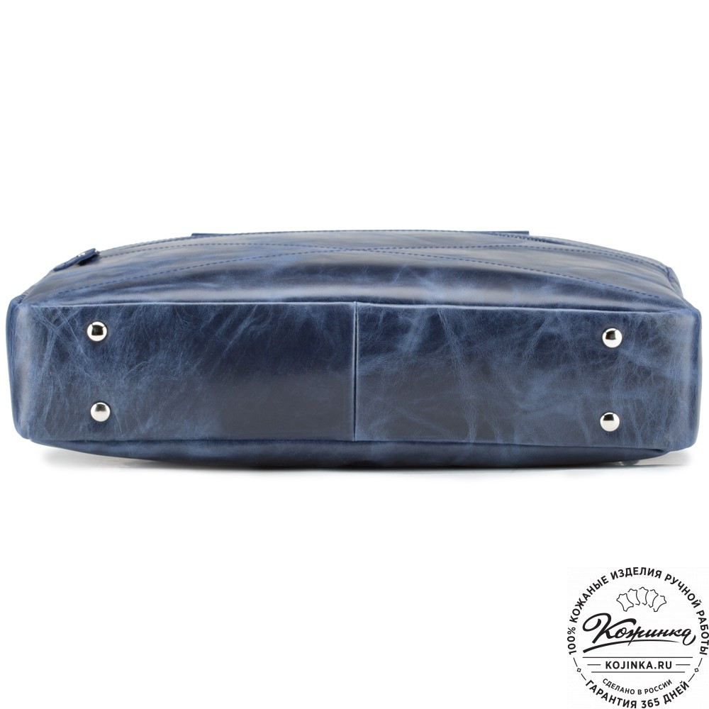Кожаная деловая сумка "Андерсон" (синий антик) 
