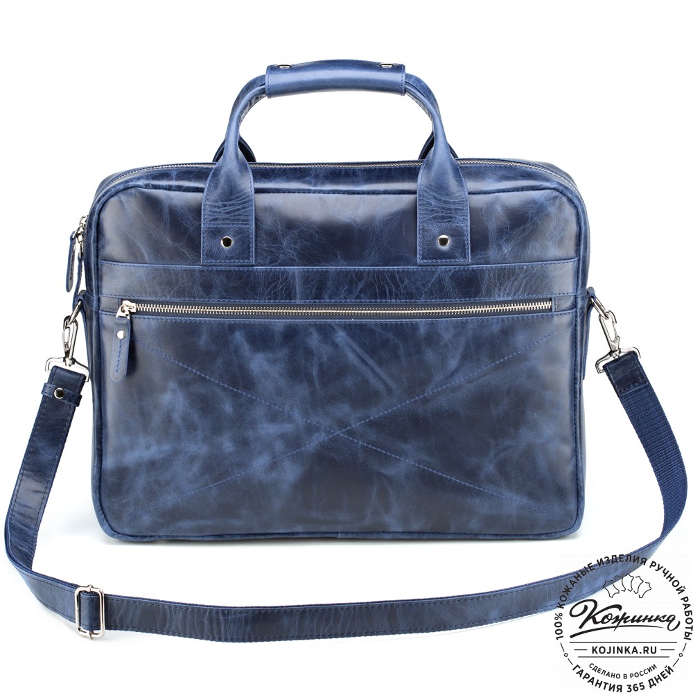 Кожаная деловая сумка "Андерсон" (синий антик) 