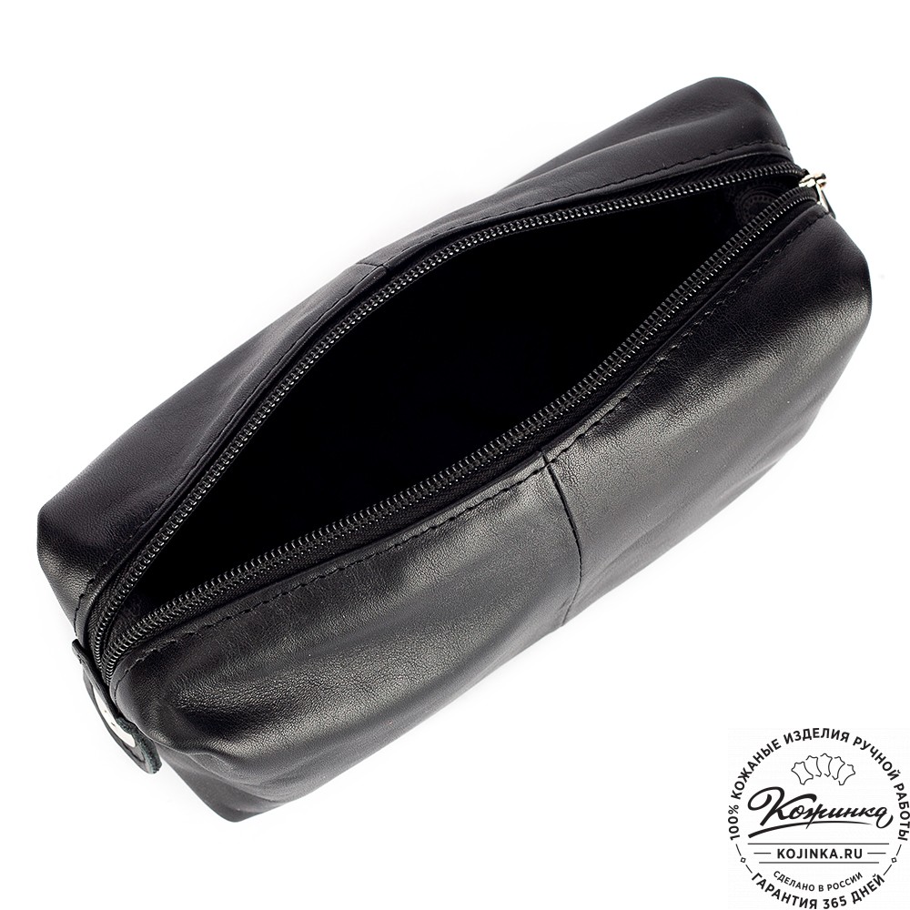 Кожаная косметичка "Бамбина" (чёрная)