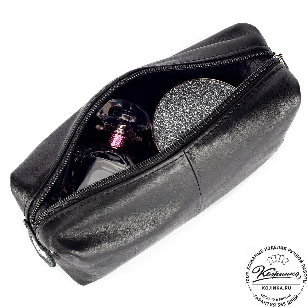 Кожаная косметичка "Бамбина" (чёрная)
