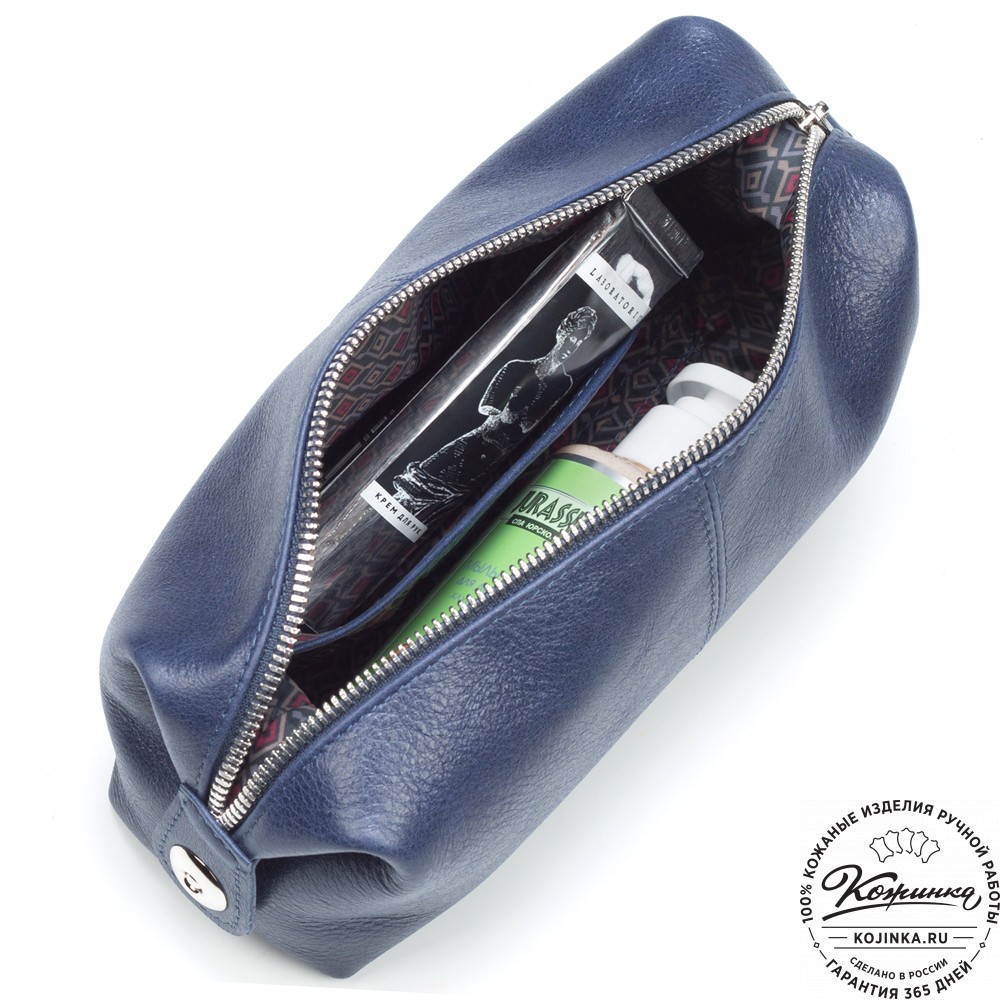Кожаная косметичка "Бамбина" (синяя)
