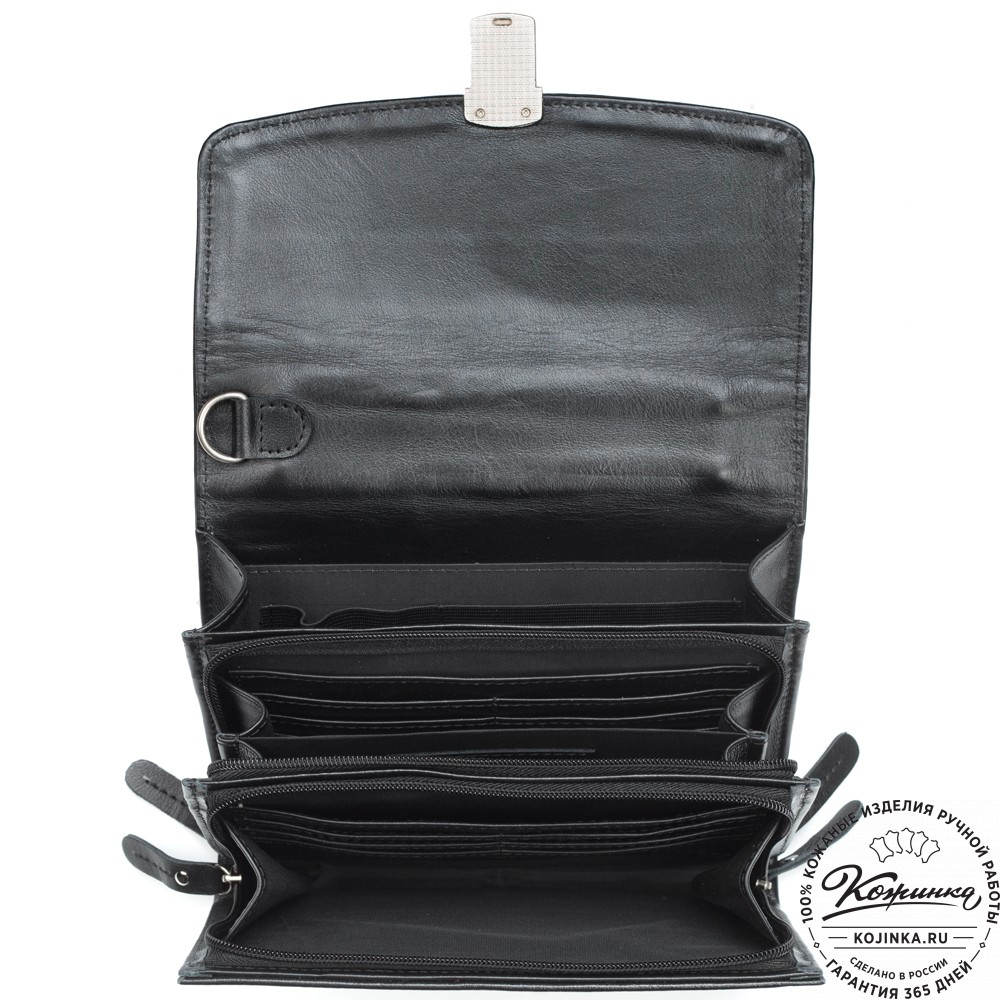 Кожаная барсетка "Фидель" (чёрная)