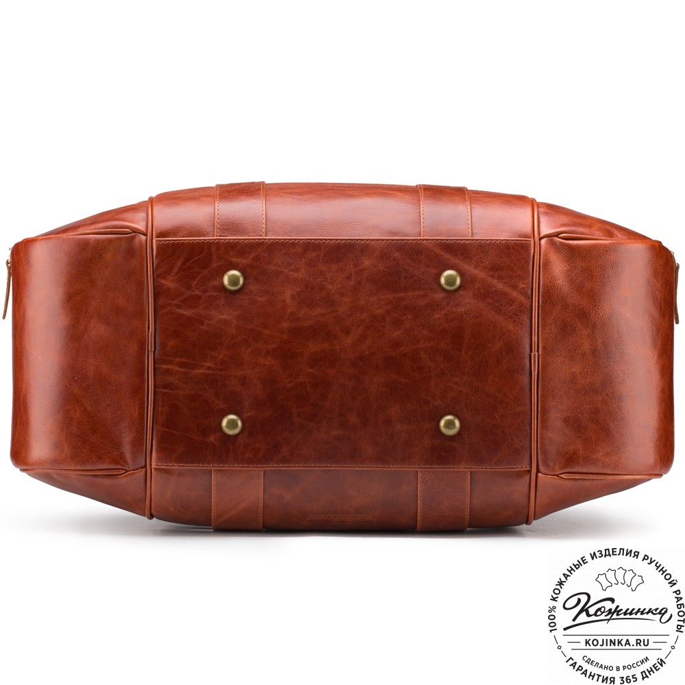Кожаная дорожно-спортивная сумка "Дональд" (рыжий антик)