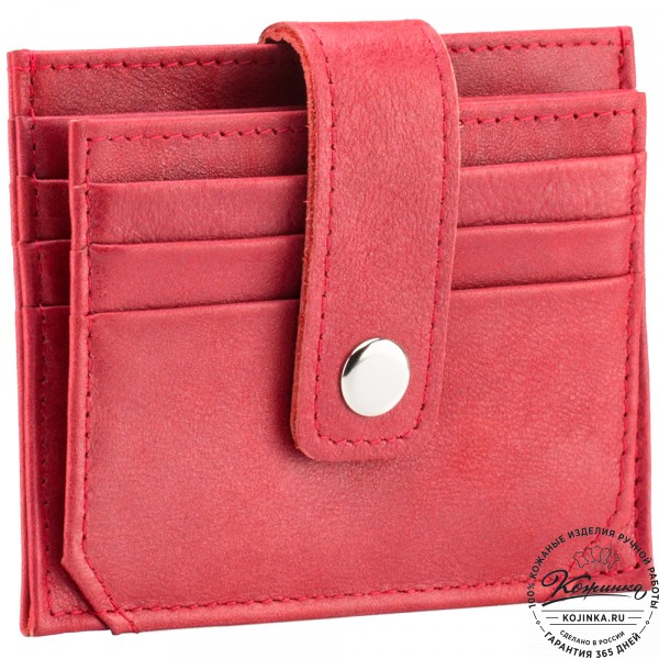 Кожаная визитница "Майорка" (красная). фото 1
