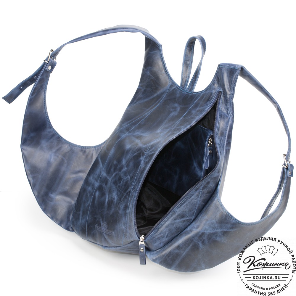Кожаный рюкзак "Кевин" (синий антик) 