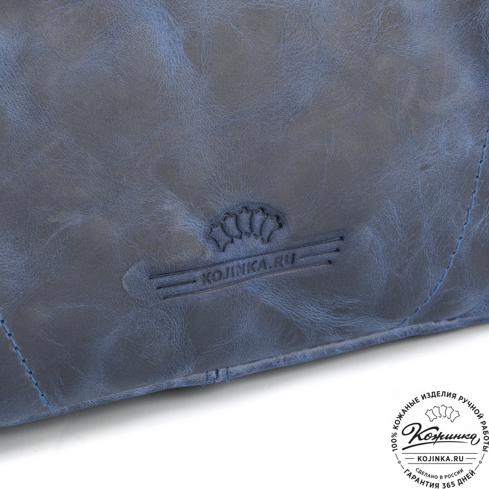 Кожаный рюкзак "Кевин" (синий антик) 