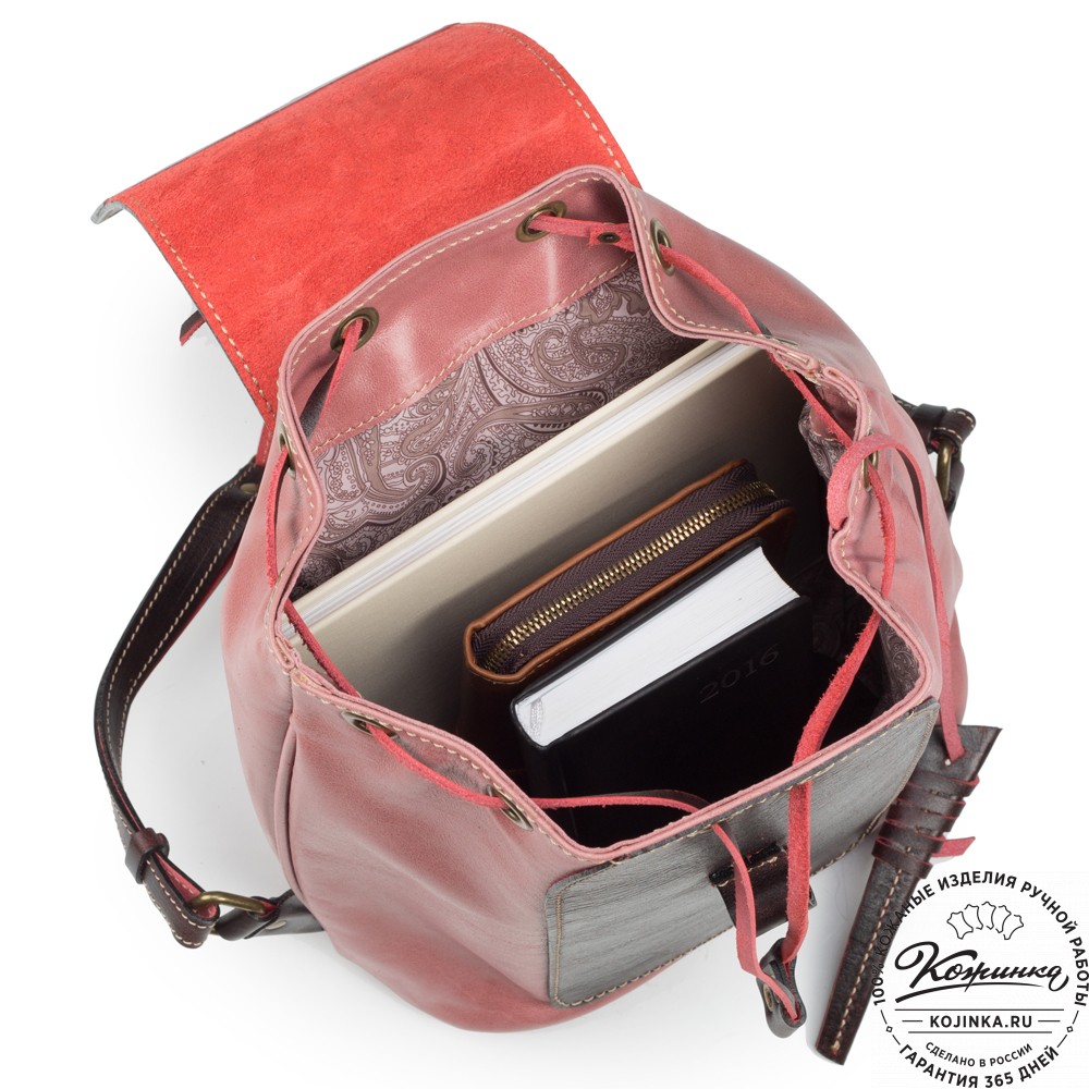 Женский кожаный рюкзак "Гейша" (розовый)