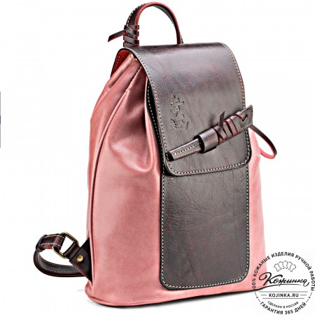 Женский кожаный рюкзак "Гейша" (розовый)
