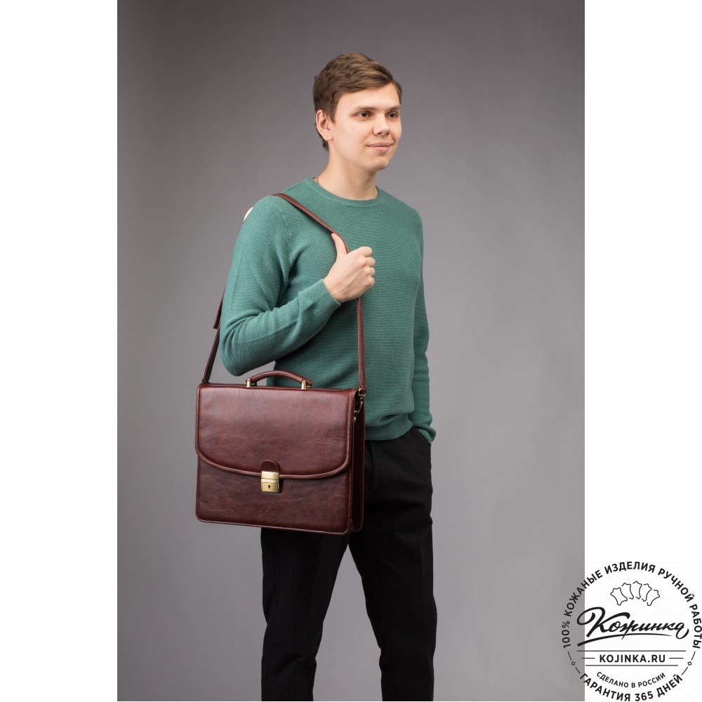 Кожаный портфель "Брест" (тёмно-коричневый антик)