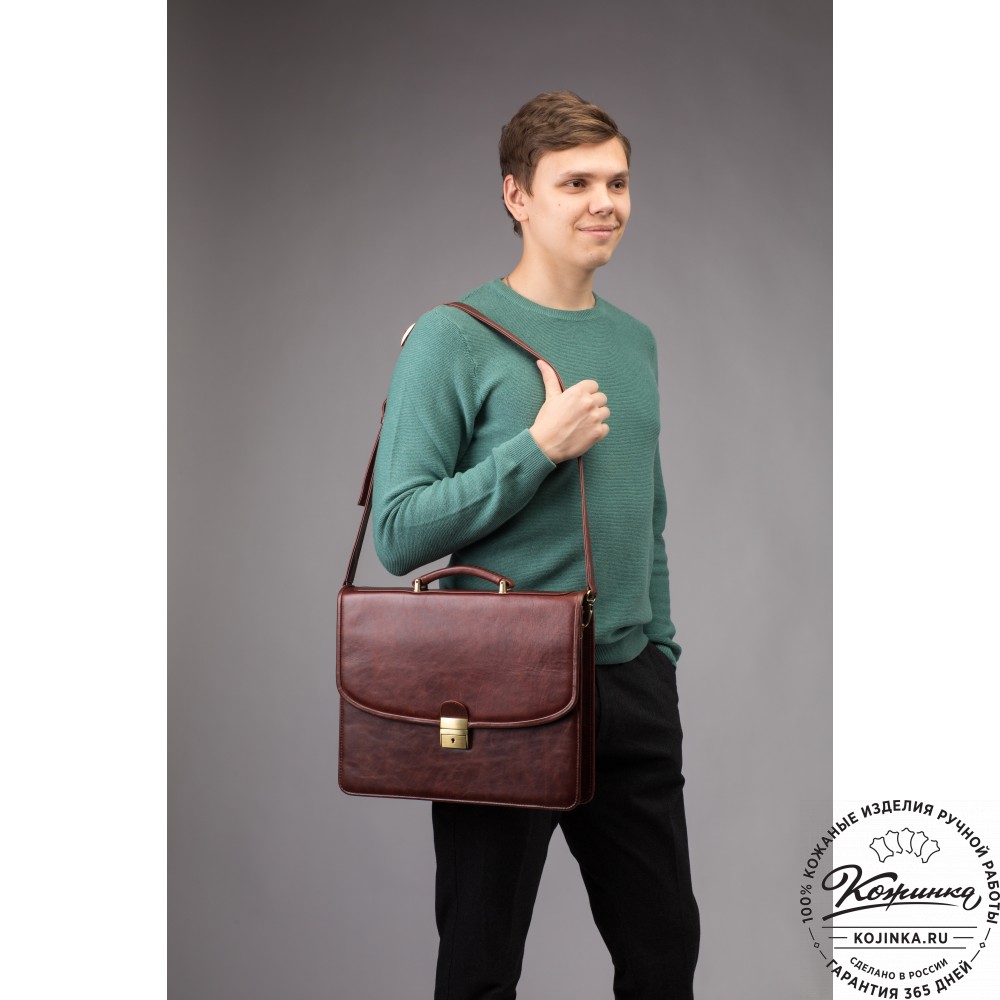 Кожаный портфель "Брест" (тёмно-коричневый антик)