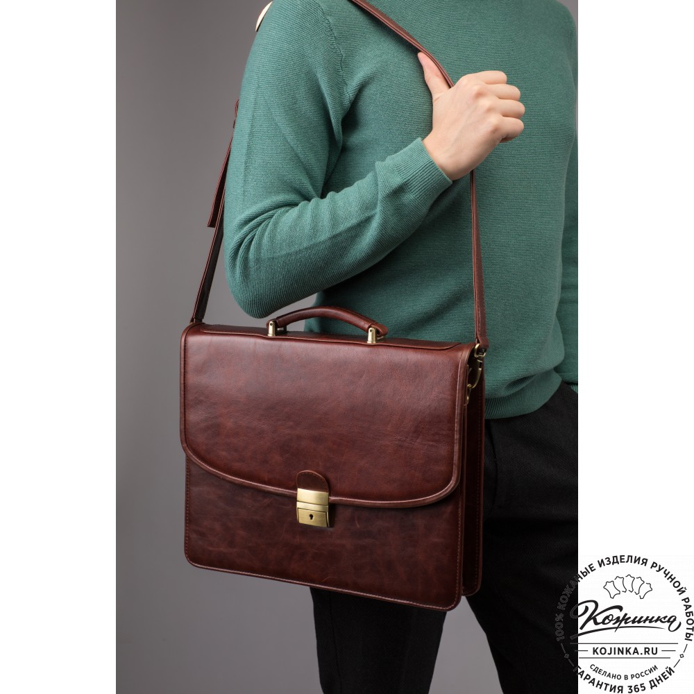 Кожаный портфель "Брест" (тёмно-коричневый антик)