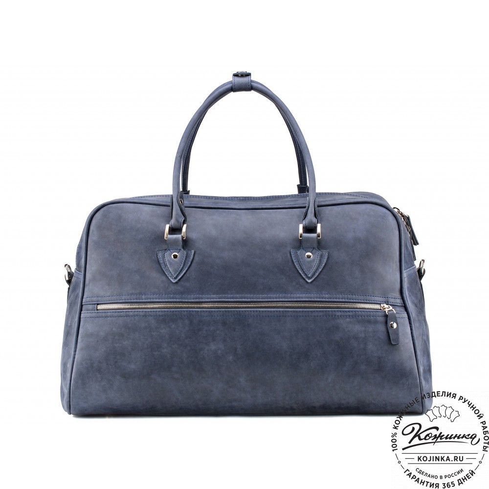 Кожаная дорожная сумка "Бруклин" (синий крейзи)
